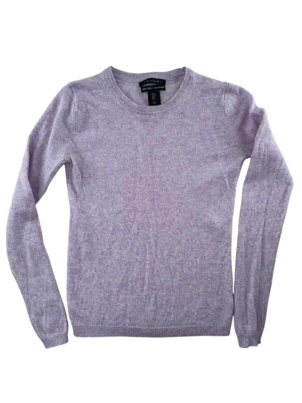 Tahari Pure Luxe Womens S 100% Cashmere Sweater Lavender Purple Crew Neck Luxury